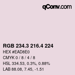 カラーコード: RGB 234.3 216.4 224 | qconv.com