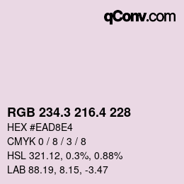 カラーコード: RGB 234.3 216.4 228 | qconv.com