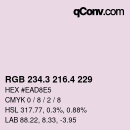 カラーコード: RGB 234.3 216.4 229 | qconv.com