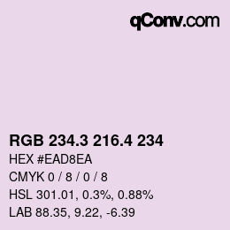 カラーコード: RGB 234.3 216.4 234 | qconv.com