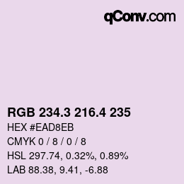 カラーコード: RGB 234.3 216.4 235 | qconv.com