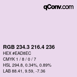 カラーコード: RGB 234.3 216.4 236 | qconv.com