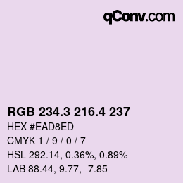 カラーコード: RGB 234.3 216.4 237 | qconv.com