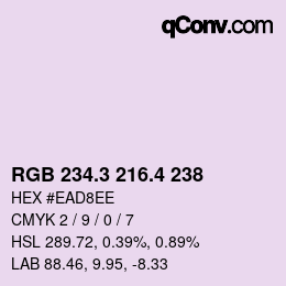カラーコード: RGB 234.3 216.4 238 | qconv.com