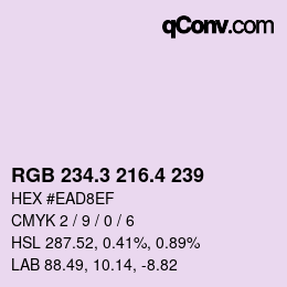 カラーコード: RGB 234.3 216.4 239 | qconv.com