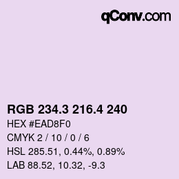 カラーコード: RGB 234.3 216.4 240 | qconv.com