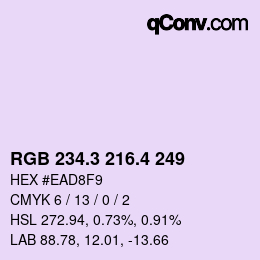 カラーコード: RGB 234.3 216.4 249 | qconv.com