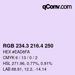 カラーコード: RGB 234.3 216.4 250 | qconv.com