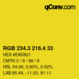 カラーコード: RGB 234.3 216.4 33 | qconv.com