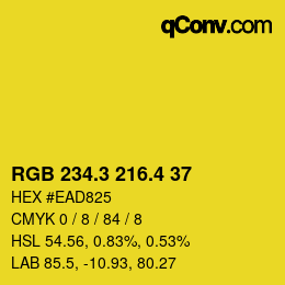カラーコード: RGB 234.3 216.4 37 | qconv.com