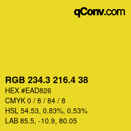 カラーコード: RGB 234.3 216.4 38 | qconv.com