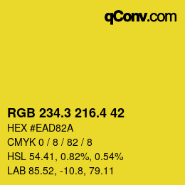 カラーコード: RGB 234.3 216.4 42 | qconv.com