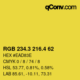 カラーコード: RGB 234.3 216.4 62 | qconv.com