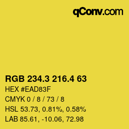 カラーコード: RGB 234.3 216.4 63 | qconv.com