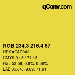 カラーコード: RGB 234.3 216.4 67 | qconv.com