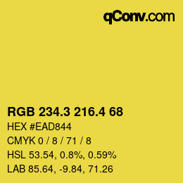 カラーコード: RGB 234.3 216.4 68 | qconv.com