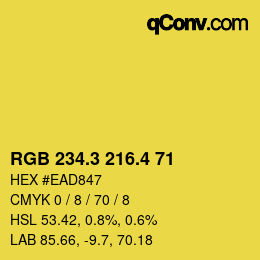 カラーコード: RGB 234.3 216.4 71 | qconv.com