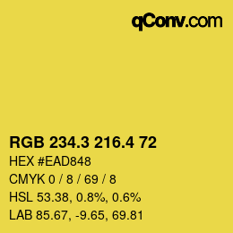 カラーコード: RGB 234.3 216.4 72 | qconv.com