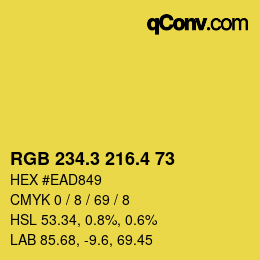 カラーコード: RGB 234.3 216.4 73 | qconv.com