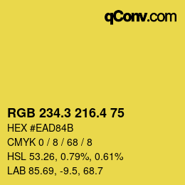 カラーコード: RGB 234.3 216.4 75 | qconv.com