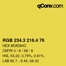 カラーコード: RGB 234.3 216.4 76 | qconv.com