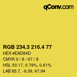 カラーコード: RGB 234.3 216.4 77 | qconv.com