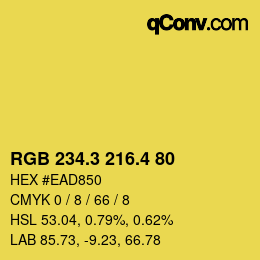 カラーコード: RGB 234.3 216.4 80 | qconv.com