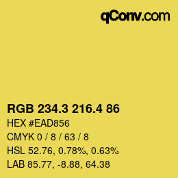 カラーコード: RGB 234.3 216.4 86 | qconv.com