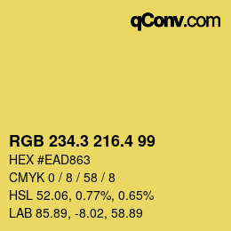 カラーコード: RGB 234.3 216.4 99 | qconv.com