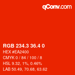 カラーコード: RGB 234.3 36.4 0 | qconv.com
