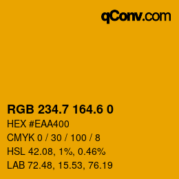 カラーコード: RGB 234.7 164.6 0 | qconv.com