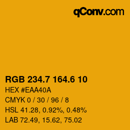 カラーコード: RGB 234.7 164.6 10 | qconv.com