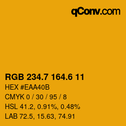 カラーコード: RGB 234.7 164.6 11 | qconv.com