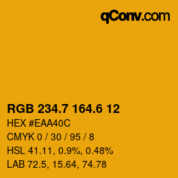 カラーコード: RGB 234.7 164.6 12 | qconv.com