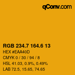 カラーコード: RGB 234.7 164.6 13 | qconv.com
