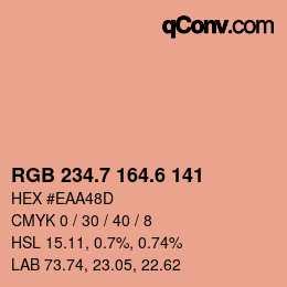 カラーコード: RGB 234.7 164.6 141 | qconv.com