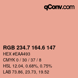 カラーコード: RGB 234.7 164.6 147 | qconv.com