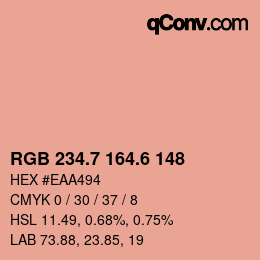 カラーコード: RGB 234.7 164.6 148 | qconv.com