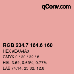 カラーコード: RGB 234.7 164.6 160 | qconv.com