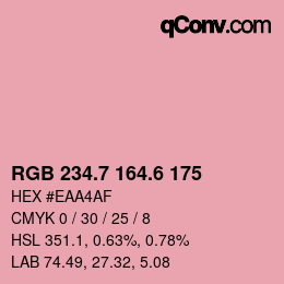 カラーコード: RGB 234.7 164.6 175 | qconv.com