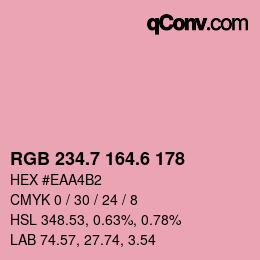 カラーコード: RGB 234.7 164.6 178 | qconv.com