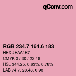 カラーコード: RGB 234.7 164.6 183 | qconv.com