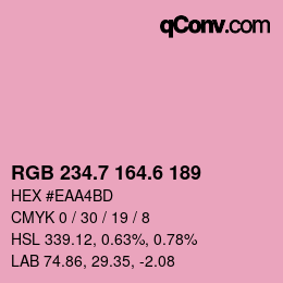 カラーコード: RGB 234.7 164.6 189 | qconv.com