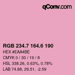 カラーコード: RGB 234.7 164.6 190 | qconv.com