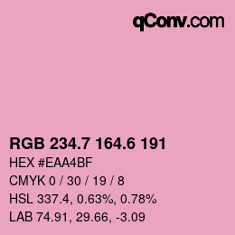 カラーコード: RGB 234.7 164.6 191 | qconv.com
