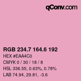 カラーコード: RGB 234.7 164.6 192 | qconv.com