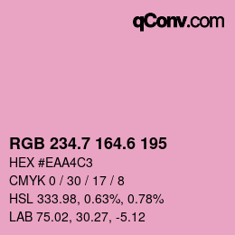 カラーコード: RGB 234.7 164.6 195 | qconv.com
