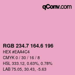 カラーコード: RGB 234.7 164.6 196 | qconv.com