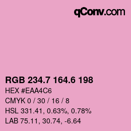 カラーコード: RGB 234.7 164.6 198 | qconv.com