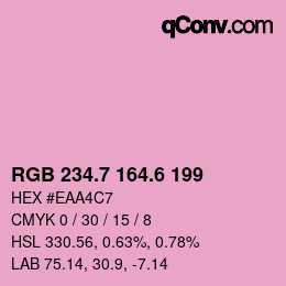 カラーコード: RGB 234.7 164.6 199 | qconv.com